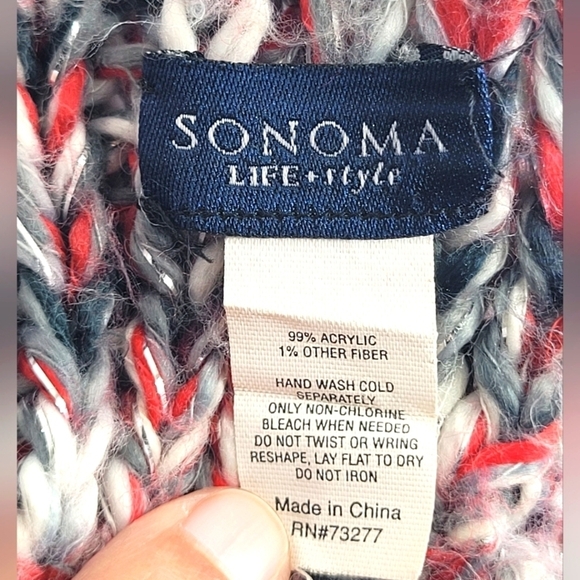 SONOMA Tweed Multicolor Knit Fringed Scarf, EUC - Picture 3 of 4